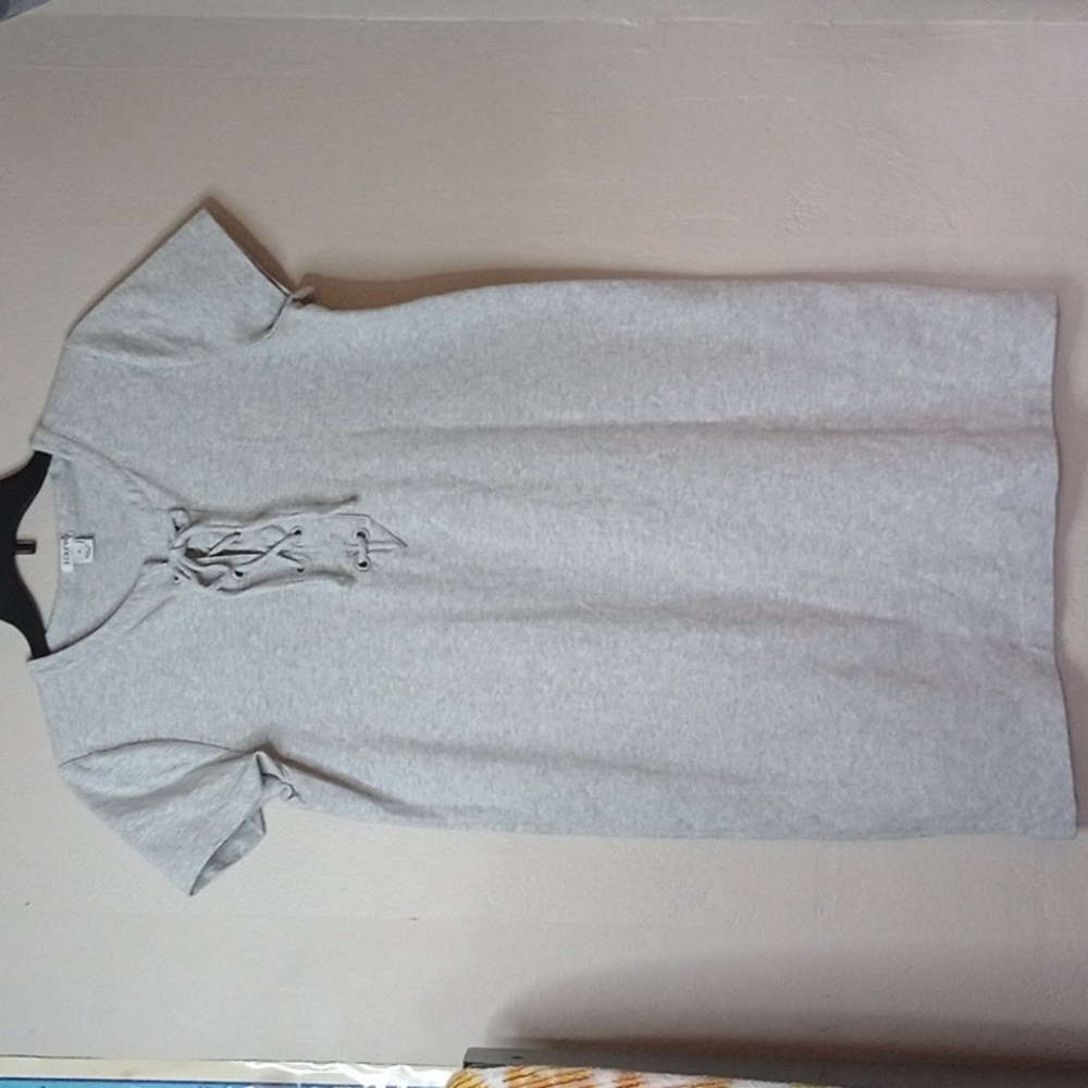 JCrew Factory T Shirt Dress With lace up minimal basic  Henley Size M